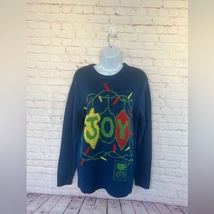 Ugly Christmas sweater knit blue size small
